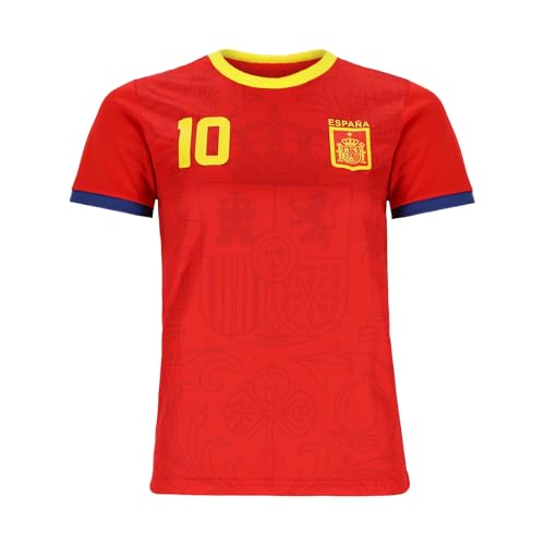 Spanien Sport Trikot - Fußball WM EM Fan Shirt Oberteil España Damen Herren Erwachsene - Rot