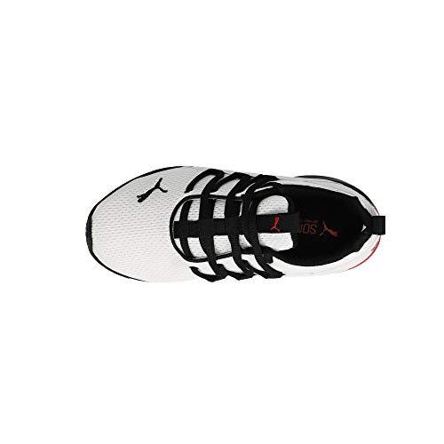 Image of PUMA unisex-child Axelion Sneaker, White Black-High Risk Red, 13 Little Kid