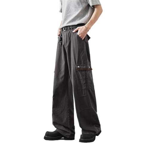 Men's Pants American Retro Khaki Workwear Multi-Pocket Loose Wide-Leg Casual Trouser for Men