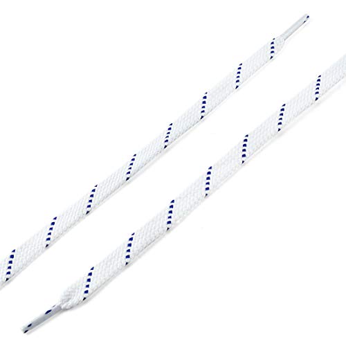 Lacets plats bicolores en sergé pour baskets décontractées blanc et bleu 100 cm - 4