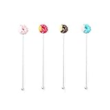 4 Pcs Swizzle Sticks Stainless Steel Coffee Stirrers, Reusable Stirrers Stir Cocktail Drink Swizzle Stick(Donut)