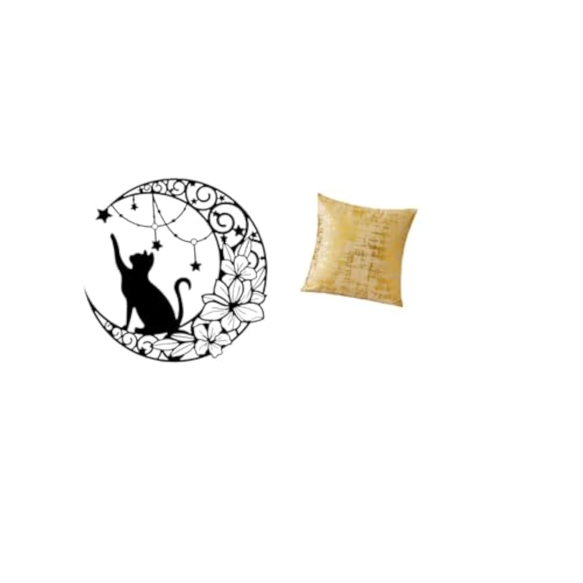 Moonlit Cat Elegance Black Metal Wall Art Sculpture