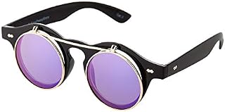 Ultra Steampunk Flip Up Sunglasses Round Glasses Retro Goggles Mens Ladies UV400