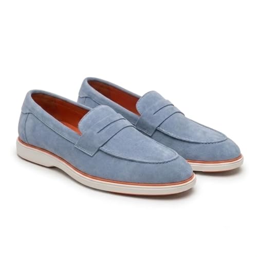 Image of HAYES LONDON Italian Suede Leather Loafers for Men | Casual Slip-On Shoes | Breathable & Lightweight Summer Wear | Comfortable Walking Shoes