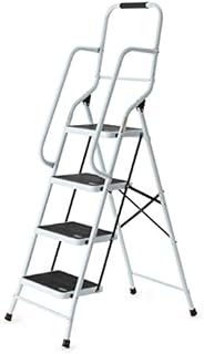 Safety Folding Step Ladder | 4 Step Ladder, Strong, Non-Slip Rubber Steps With Rail Support And Grip Tight Ridges | 96x159cm - Safety Step Ladders By Easylife Lifestyle Solutions4670