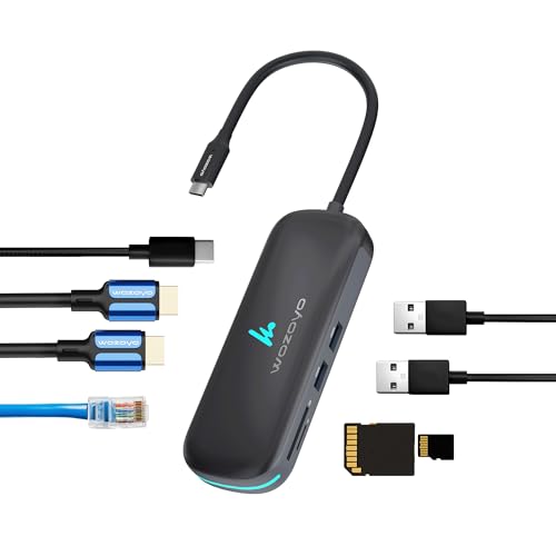 Image of Type C 8 in 1 Wozoyo Docking Station with Dual USB 5Gbps, Dual 4K HDMI,Gigabit Ethernet,SD & TF Card Reader, PD 100W,USB-C Hub,Universally Compatible with Thunderbolt 4, macOS, Windows, Android & iOS