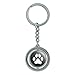 GRAPHICS & MORE Paw Print Dog Cat White on Black Keychain Spinning Round Chrome Plated Metal