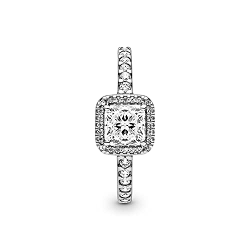 Pandora Jewelry Square Cubic Zirconia Ring In Sterling Silver, Size 7.5, No Box #TOP2