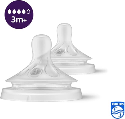 Image of Philips Avent Natural Response Bottle Teat - 4 x Baby Bottle Flow 4 Teats for Babies Aged 3+ Months, BPA Free (Model SCY964 /04)
