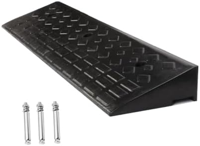 tonchean 4'' Rubber Kerb Ramp, Heavy Duty Curb Ramp Portable Threshold Ramps with 4 Expansion Bolts for Driveway Sidewalk Wheelchair Car Truck Bike Motorcycle Pets Scooter Wheelchair 100x25x10cm Black