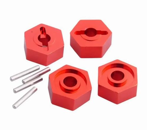 RC Automobiles Parts For HSP 28604 286065 1/16 Aluminum Alloy 1.5x10mm Pins Wheel Hex Drive Adapter RC Car Upgrades Replacements Parts(Red)