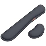 Tukzer Wrist Rest Pad, Mouse Wrist Cushion Support for Office Upgrade Enlarge Gel Memory Foam Set Keyboard for Computer, Laptop, Mac; Comfortable, Lightweight for Easy Typing Pain Relief | Slate Grey