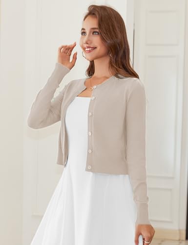 Image of LETDIOSTO Cropped Cardigan Bolero Shrug for Women, Button Down Long Sleeve Knit Sweater for Dresses,for Jeans, XS to XL