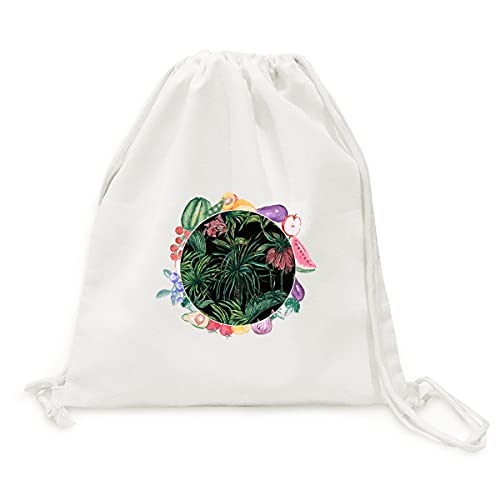Sac en tissu pliable sangle légumes et fruits motif feuille ciel sombre