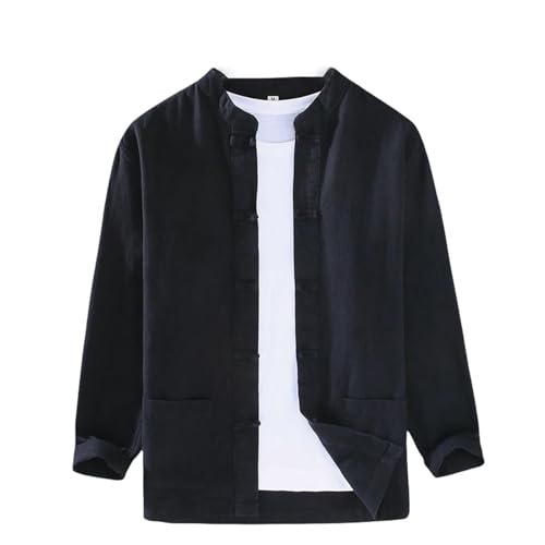 Hanfu chinois homme en coton et lin veste ample style Tang à manches longues