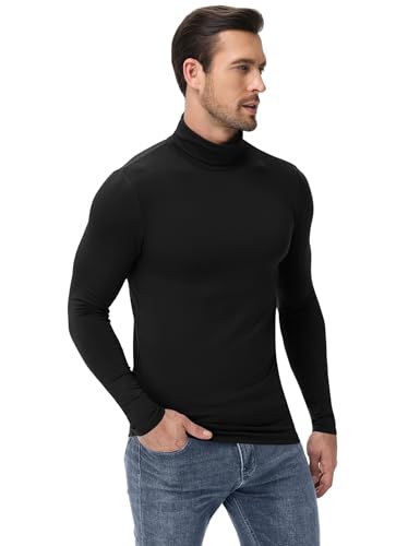 Poriff Mens Turtleneck Sweater Long Sleeve Casual Fleece Lined Basic Thermal Pullover Tops3