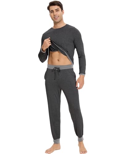 GYS Bamboo Viscose Men's Pajama Sets Soft Long Sleeve Lounge Set with Pockets4