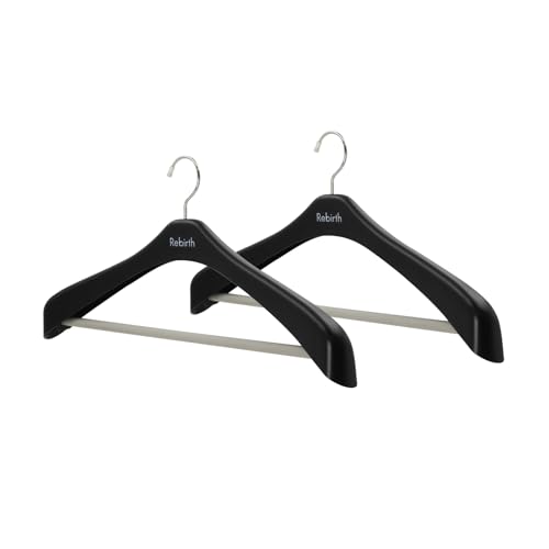Hanger with Slacks Non-Slip Stop Bar Width 18.5 inches (47 cm) Reverse Jacket Stop 47 Black Swivel...