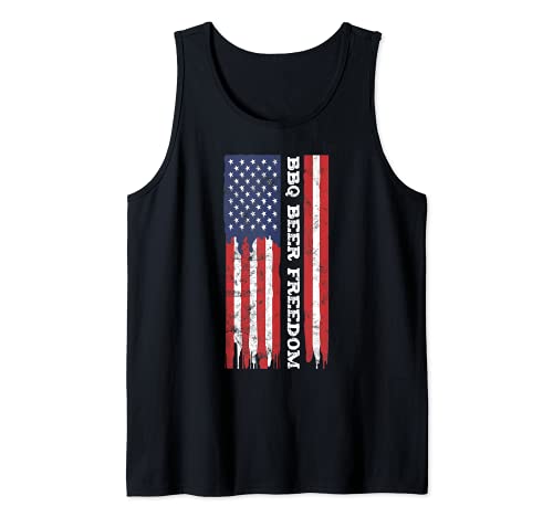 Funny BBQ Beer Freedom: Bandera de Estados Unidos BBQ Beer Freedom Camiseta sin Mangas