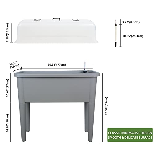 Dexceder 13.2 Gallon Self Watering Raised Garden Bed With Ventilation Transparent Lid Greenhouse, Deepen Vegetable Flower Box Planter Pot With Removeble Legs & Water Level Indicator (Deep Gray) #TOP2