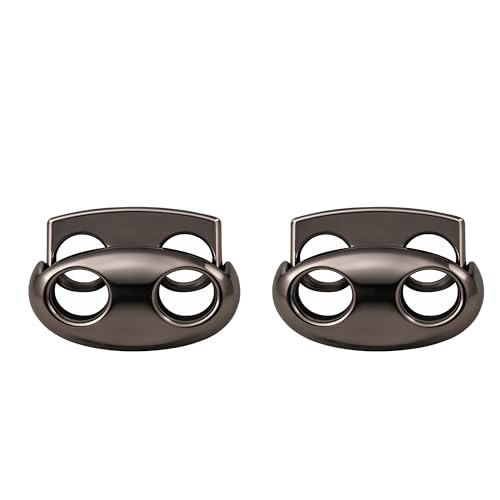 Image of Trimming Shop Heavy Duty Gumetal 2pcs Metal Double Hole Cord Stopper Toggle