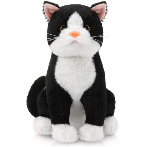 Libima 13 Inch Tuxedo Cat Stuffed Animal Realistic Black and