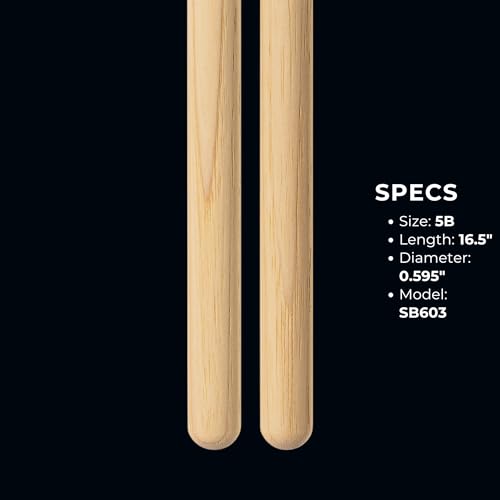 Baquetas Meinl Percussion 5B 6 pares American Hickory miniatura 5