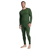 DANISH ENDURANCE Men's Merino Baselayer Set (LS Shirt + Tights) XL Green 1-Pack