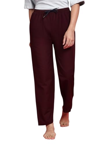 Image of KRYPTIC Women's 100% Pure Cotton Woven Pyjama | Mid Rise Relaxed Fit Full Length Nightwear Pant with Elasticated Drawstring Waistband & Side Pocket | Comfortable Lounge, Sleepwear & Casual Bottom Wear
