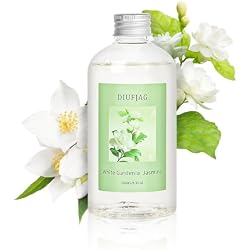 White Gardenia Jasmine Diffuser with 20 Black Fiber Sticks, 6.7 oz Diffusers for Home Essentials Bathroom,Last up to 60 Days