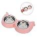 LIOOBO Pet Food Water Feeding Dish Double Stainless Steel Bowls Non-Slip for Dogs Cats Adorable Butterfly Shape for Small to Large Animals