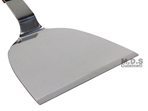 Turner Burger Heavy Duty Polished Stainless Steel Grill Spatula Scraper Wood Handle - Thumbnail 2