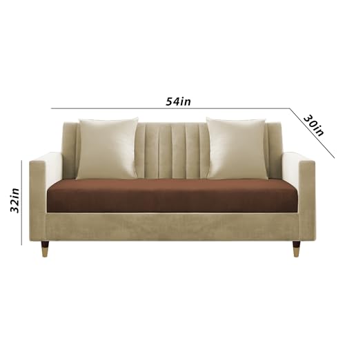 Image of Casaliving Garcia 3+2 Seater Sofa Set for Living Room (Cream - Brown)
