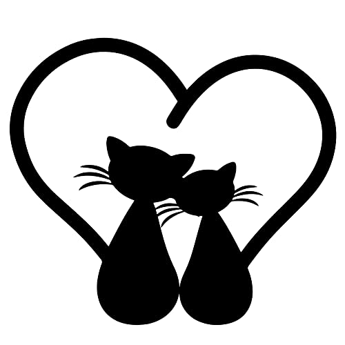 Adhesivo para gatos con corazones, para puertas, ventanas, muebles, paredes, coches, motos, autocaravanas, tuning, 15 x 15 cm, color azul Cover