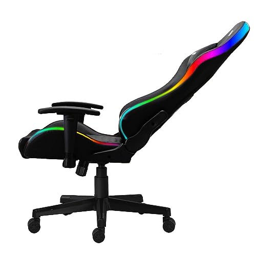 Cadeira Gamer Fox Racer até 130kgs com RGB e Iluminação LED com almofadas Reclinável Preta