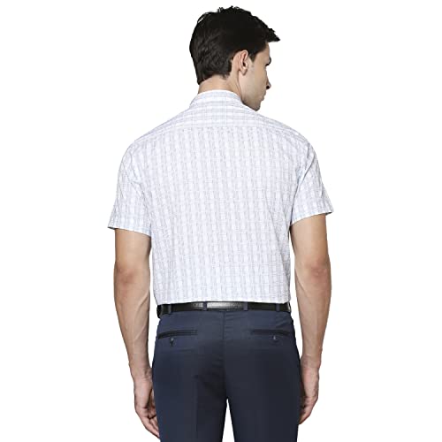Image of Park Avenue Men's Pure Cotton Checks Pattern Regular Fit Semi Cutaway Collar Half Sleeve Formal Shirt