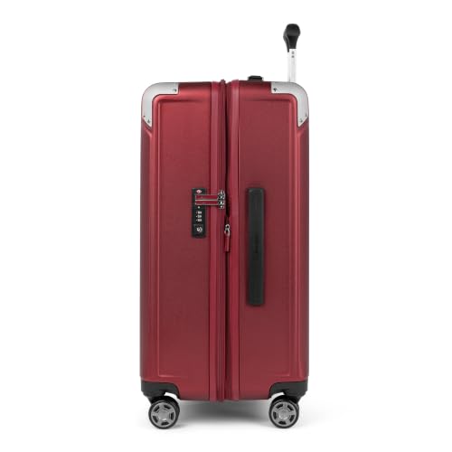 Image of Travelpro Platinum Elite Hardside Expandable Checked Luggage, 8 Wheel Spinner, TSA Lock, Hard Shell Polycarbonate Suitcase, Daring Red, Checked Medium 25-Inch