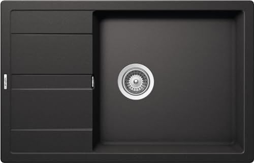 Immagine prodotto: SCHOCK | Lavello Cucina Primus D100XS 1 Vasca Large con Gocciolatoio Small, Vasca Reversibile, Materiale Cristalite®, Nero Assoluto, 780x500mm