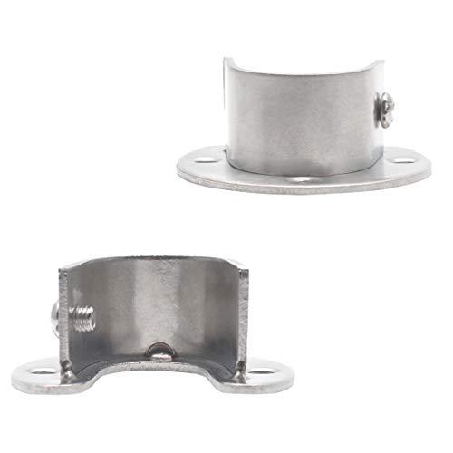 Seimneire 2Pcs Heavy Duty Stainless Steel Rod Socket, Wardrobe Bracket Flange Rod Holder Closet Rod End Supports Fit 1" Diameter, U Shaped - Silver #TOP7