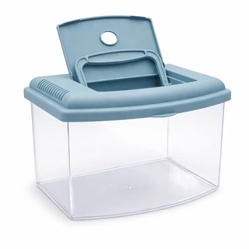 Aimé, Boîte Aquarium Plastique de Transport pour Poisson, avec Couvercle et Poignée Intégrée, L22 x l16 x h14 cm
