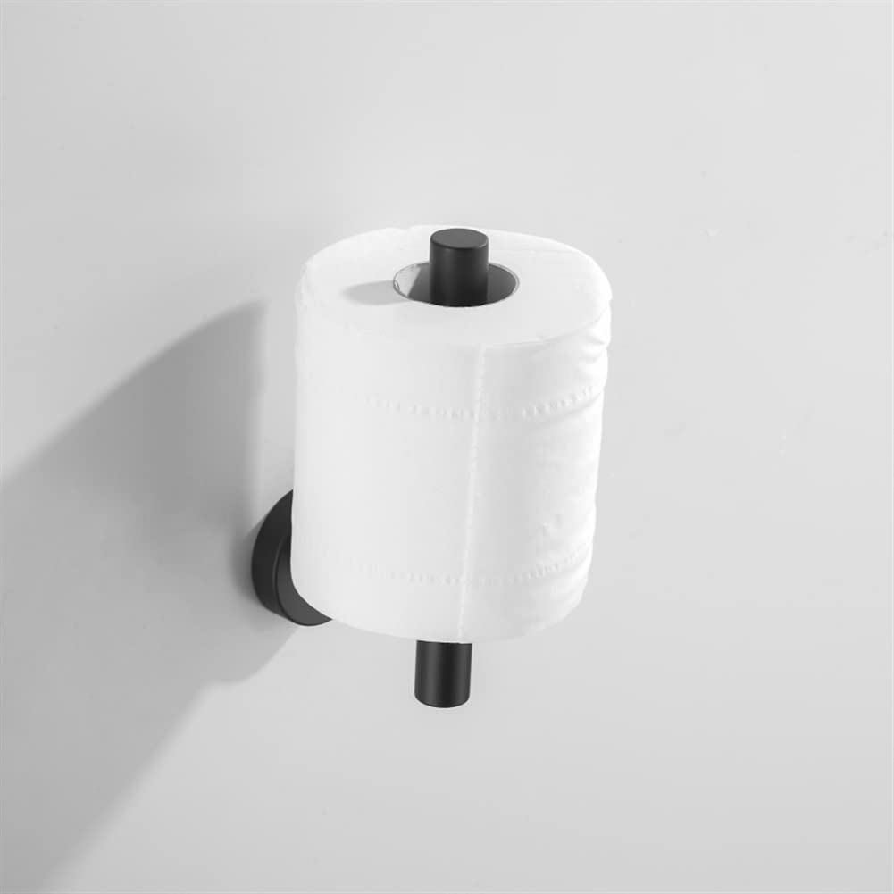 Estantes de baño Portarrollos de Papel higiénico montado en la Pared de Acero Inoxidable, Portarrollos de Papel Vertical Negro Mate o Cepillado, Portarrollos de Cocina (Color : Black)