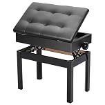 CROWNSHOP Piano Stools 56x34x48cm Height Adjustable Piano Stool Faux Leather Keyboard Bench with Storag Multi-Purpose Stool for Piano Stool Storage