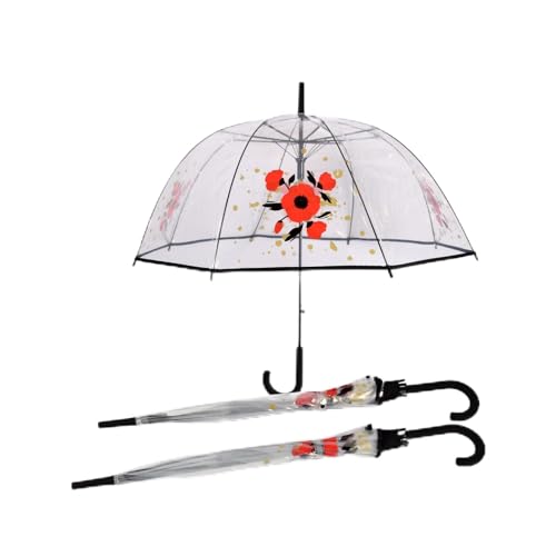 Paraguas con flores automático y resistente de 8 costillas con cúpula transparente