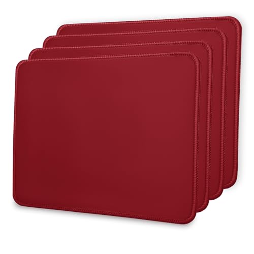 Tapis de souris pour la maison et le bureau lot de 4 rouge carré