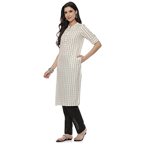 Image of Rangriti Off White Art Silk Straight Kurta for Women