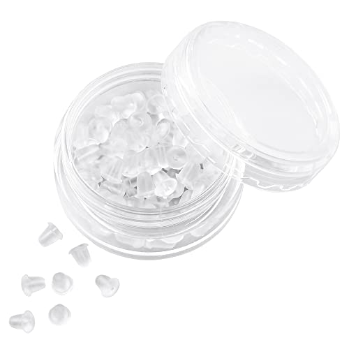 Silicone Earring Backs Soft Clear Earring Backings For Studs Hypoallergenic Rubber Earrings Backs Stopper Replacement For Women (100 Pcs) #TOP5