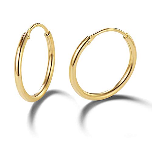 Silver Hoop Earrings- Cartilage Earring Small Hoop Earrings for Women Men Girls,4 Pairs of Hypoallergenic 925 Sterling Silver Tragus Earrings(Gold,8mmx2+10mmx2) - Thumbnail 5