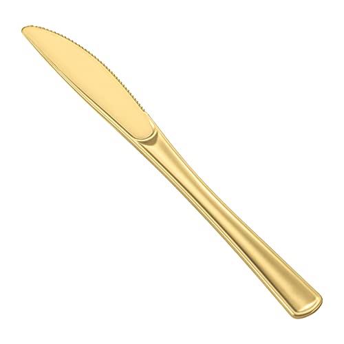 N9R 72 Pack Gold plastic Knives, Solid, Durable and Heavy Duty Plastic Knives, Perfect Utensils for Parties, Weddings and other Formal Events