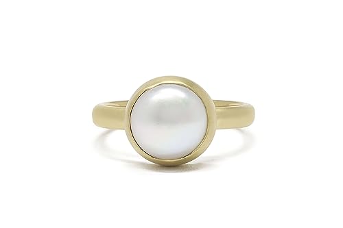 Bague de proposition en or solide et perle blanche délicate - 3