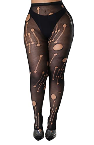 XIUSEMY Women Sexy Tights Fishnet Stockings Patterned Leggings Thigh-High Black Socks Lace Pantyhose2